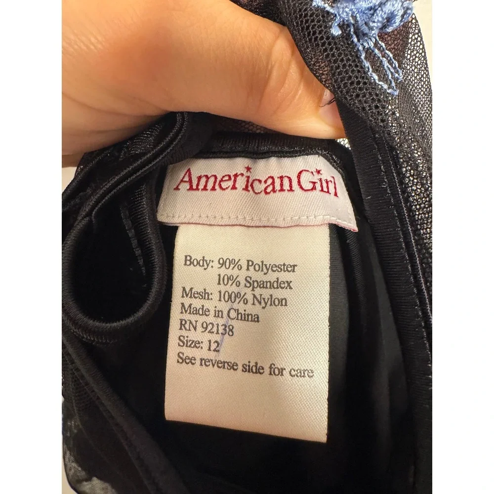 Dragonfly American Girl Kids Size 12 Maxi Dress Black Velvet Mesh Blue Floral‎